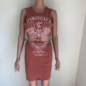 Rust Cutout Mini Dress with Graphic Print Forever 21 Women’s S Pretty Women Vibe